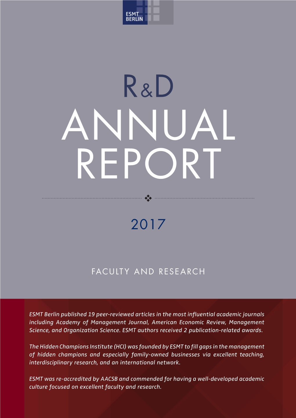 ESMT Berlin R&D Annual Report 2017