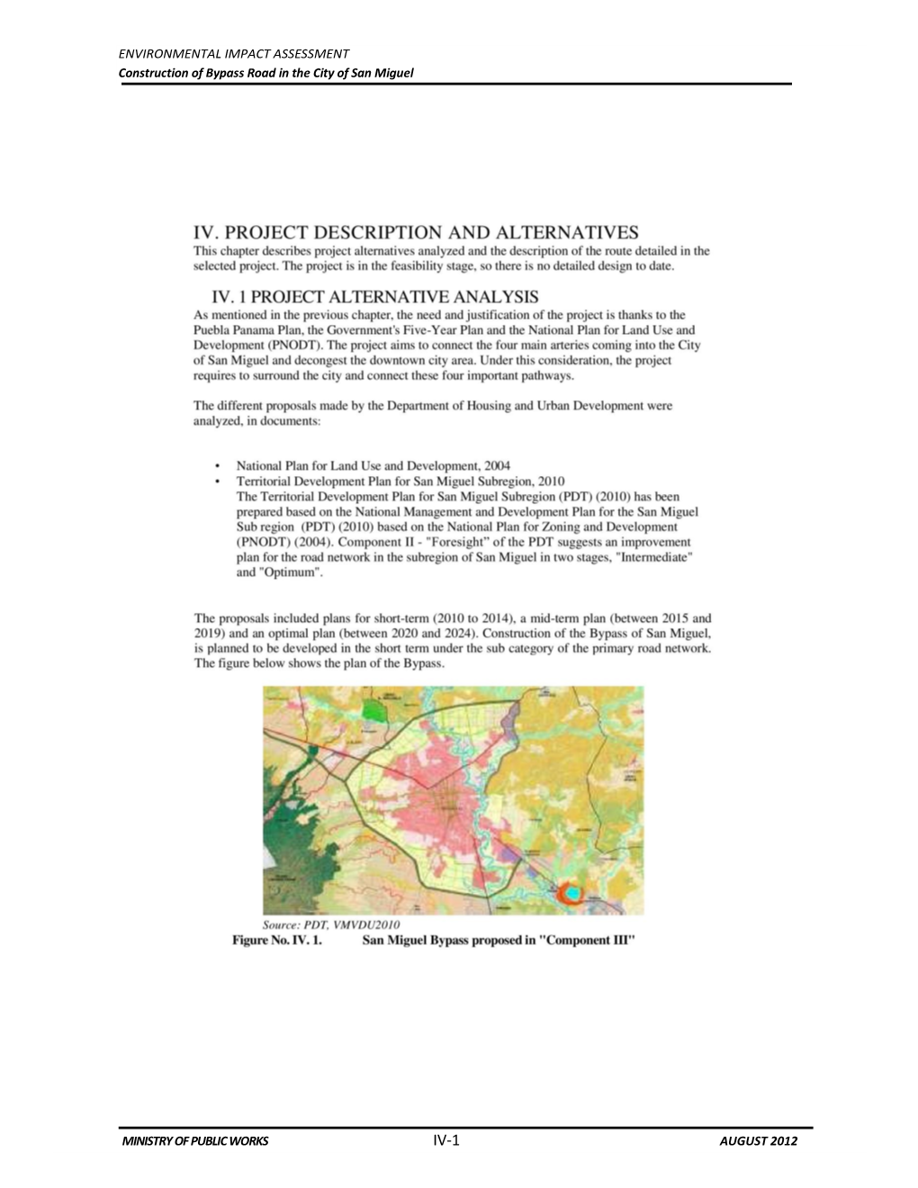 ENVIRONMENTAL IMPACT ASSESSMENT Construction of Bypass Road in the City of San Miguel