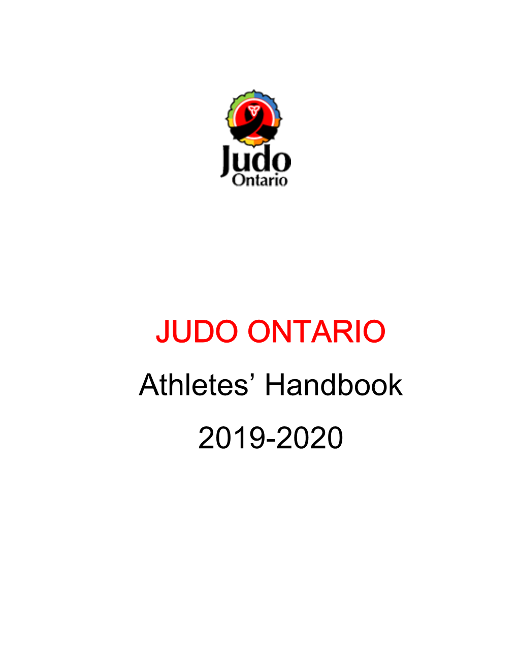 JUDO ONTARIO Athletes' Handbook 2019-2020