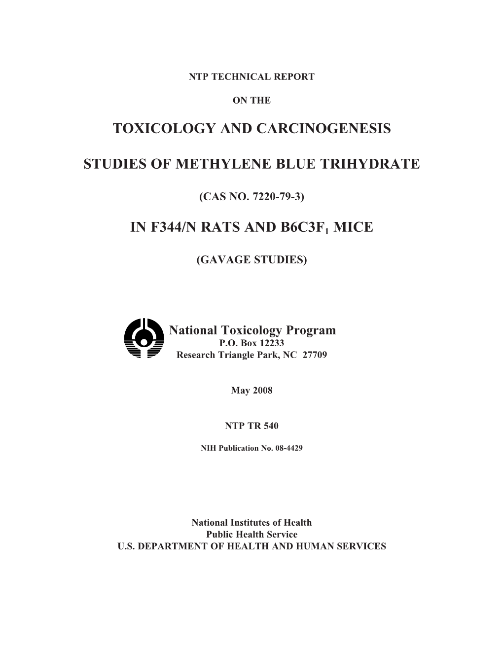 TR-540: Methylene Blue Trihydrate (CASRN 7220-79-3) in F344/N Rats