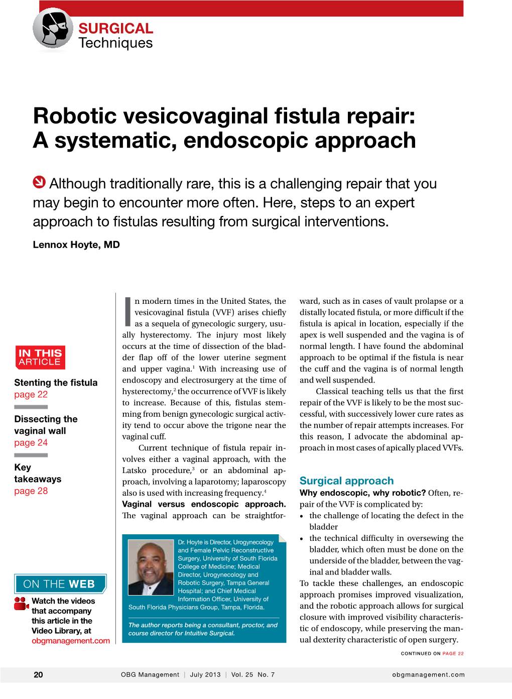 Robotic Vesicovaginal Fistula Repair: a Systematic, Endoscopic Approach