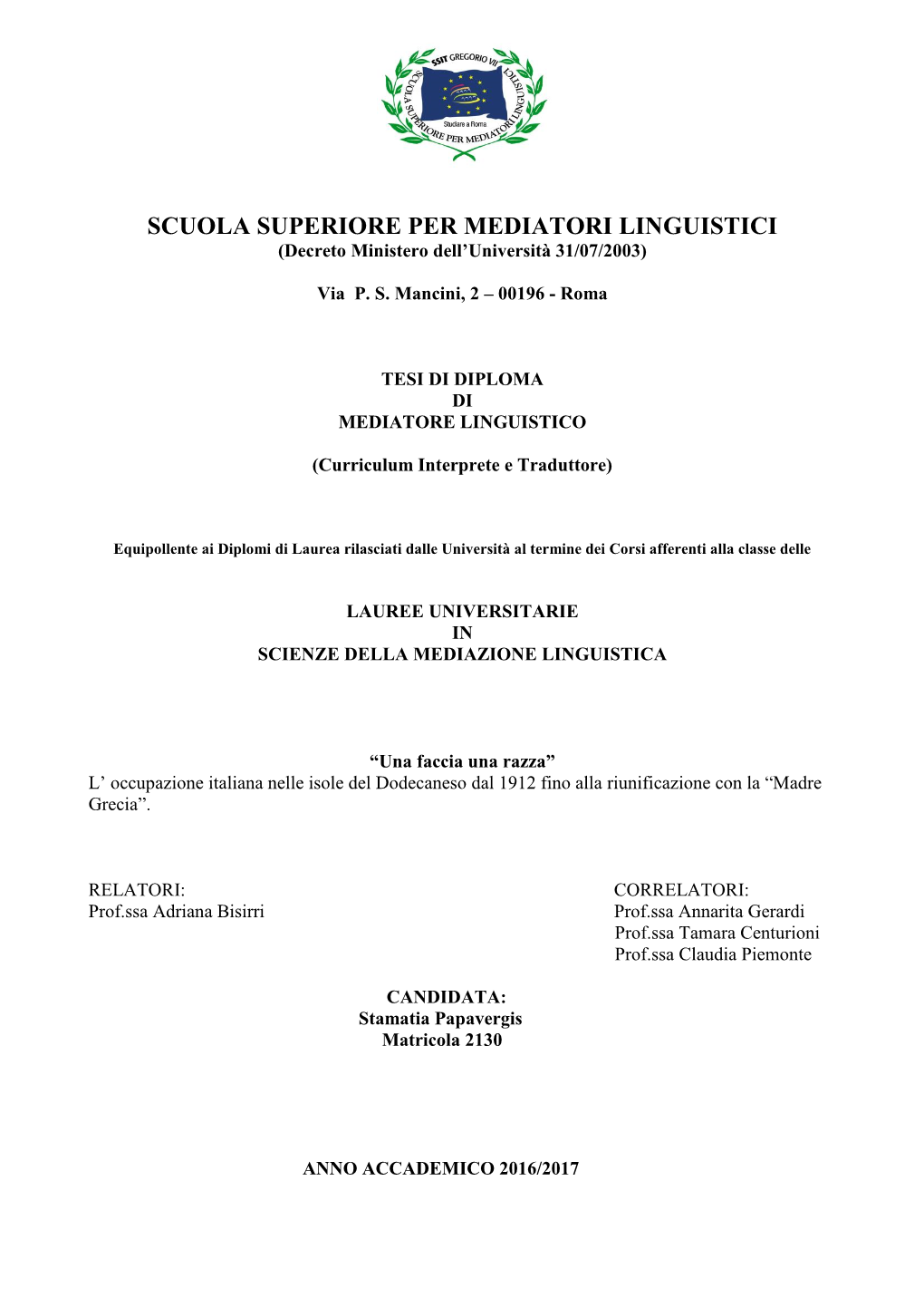 Tesi Di Laurea