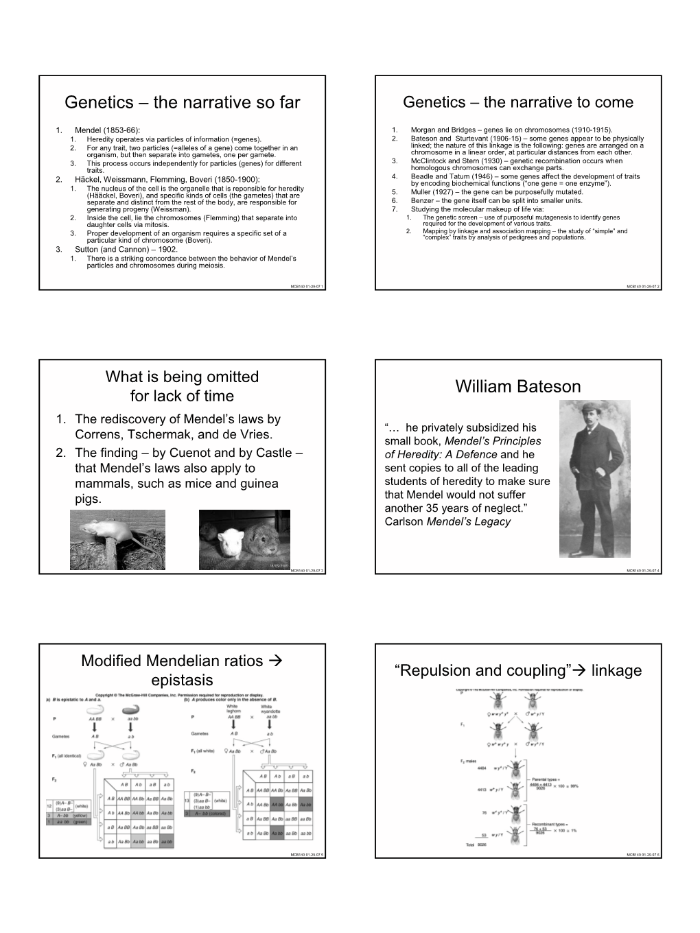 Genetics – the Narrative So Far William Bateson