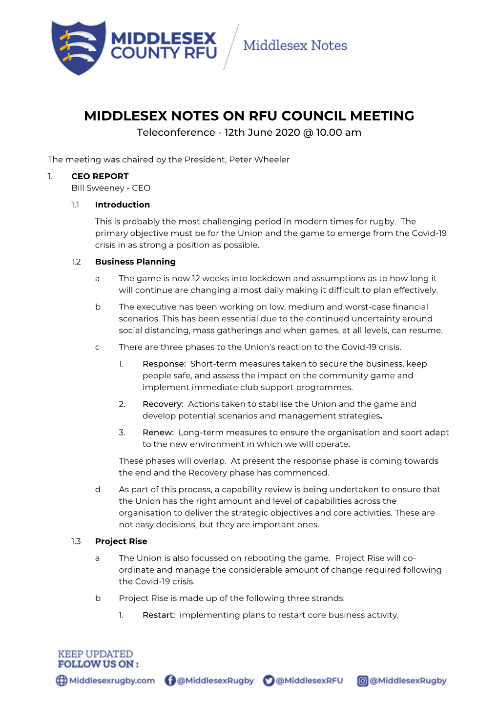 RFU Council Notes June 2020