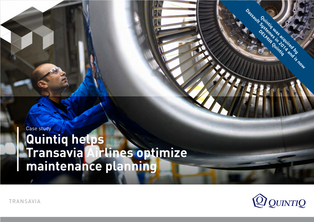 Quintiq Helps Transavia Airlines Optimize Maintenance Planning