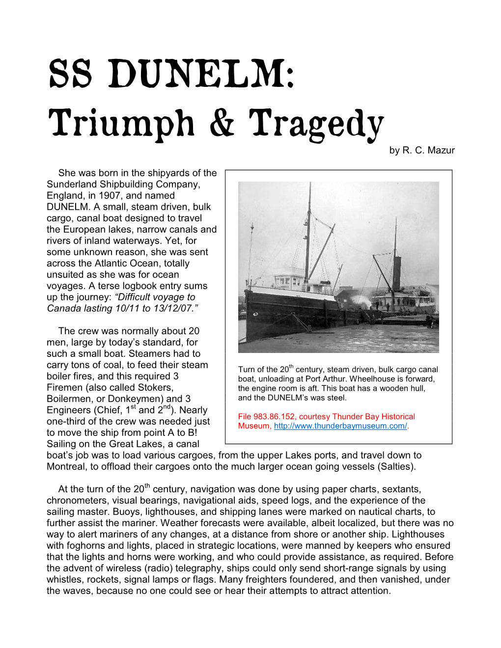 SS DUNELM: Triumph & Tragedy by R