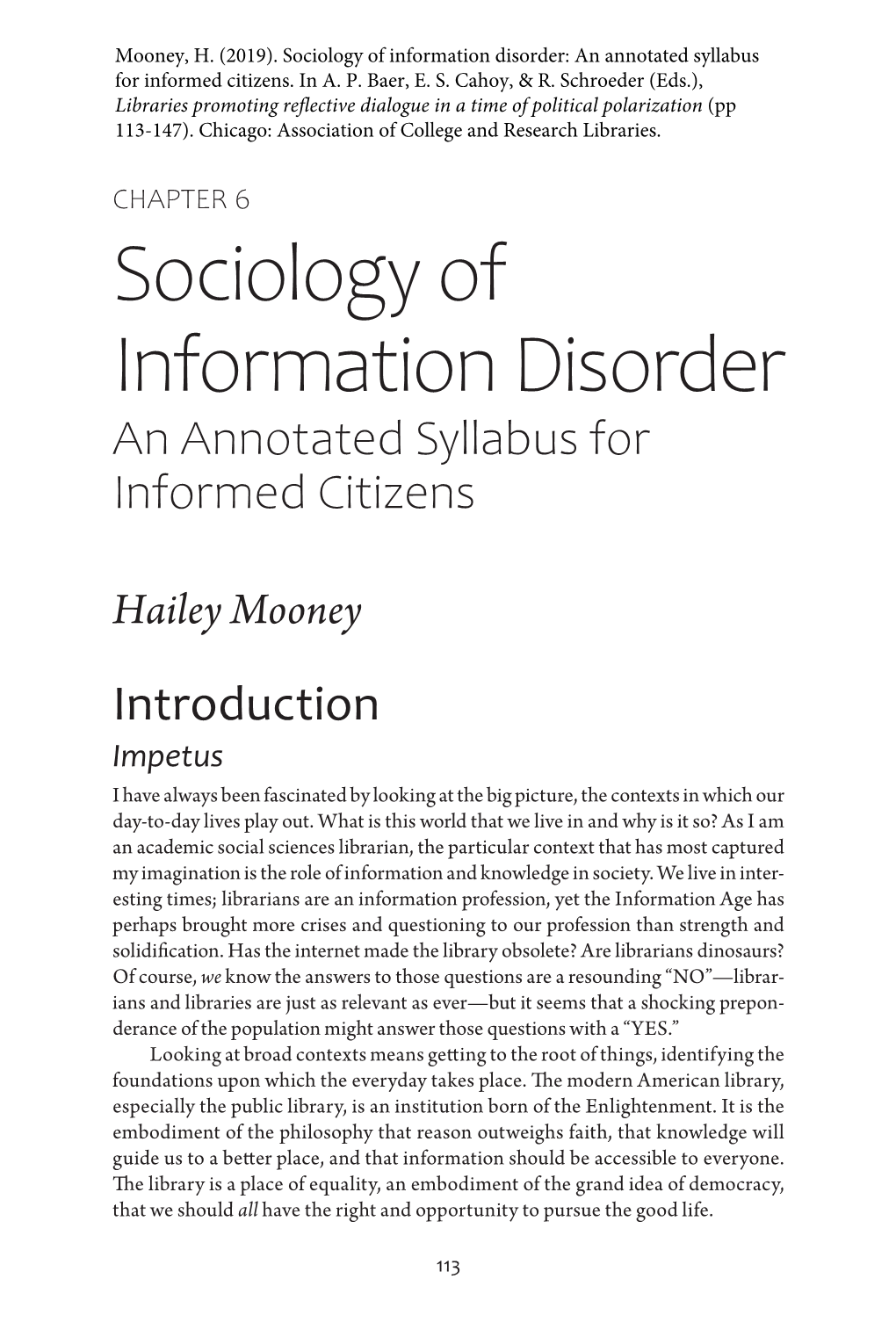 Libraries Promoting Reflective Dialogue in a Time of Political Polarization (Pp 113-147)