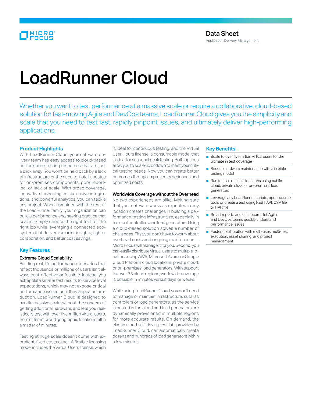 Loadrunner Cloud Data Sheet