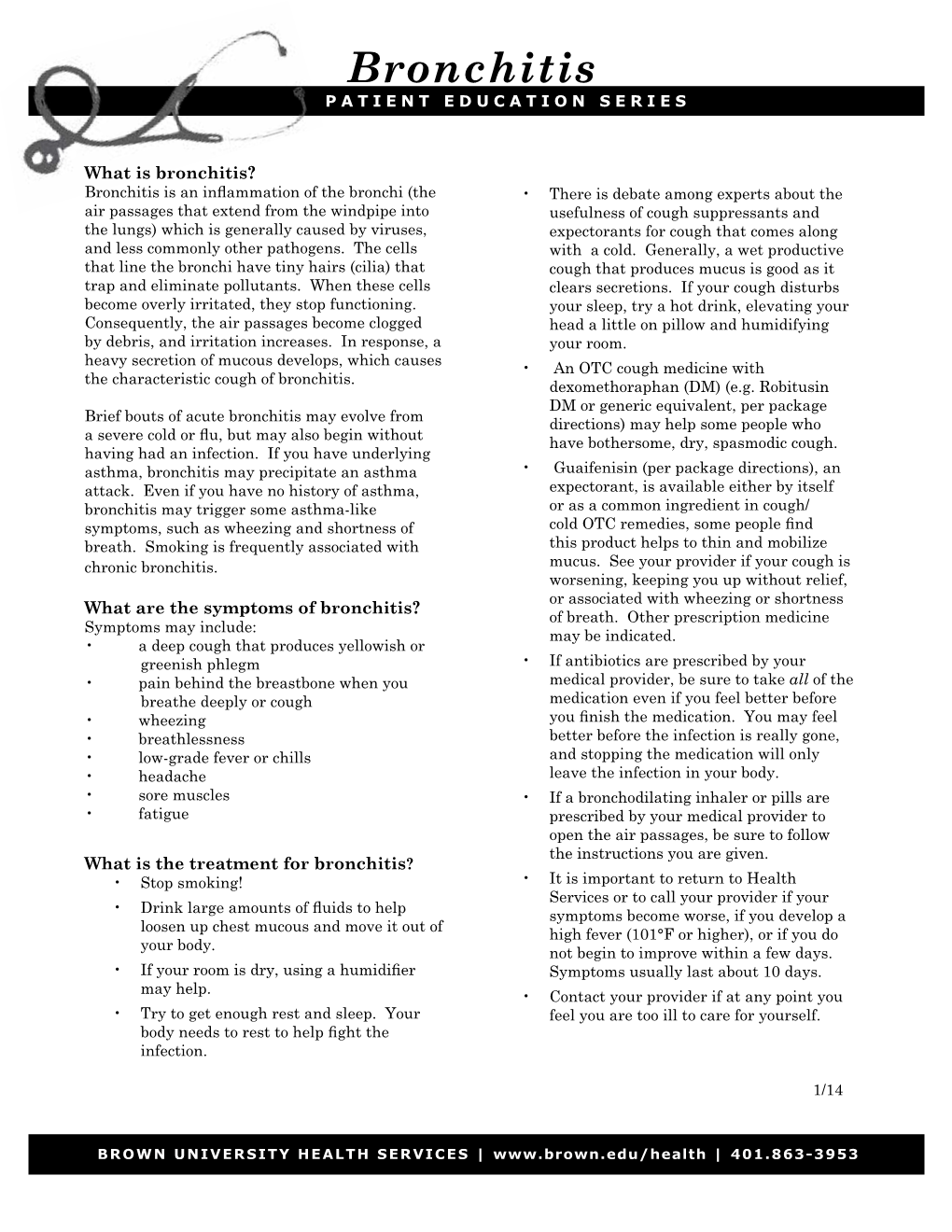 Bronchitis PATIENT EDUCATION SERIES