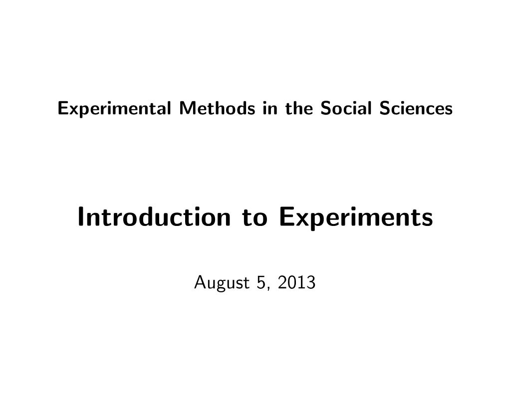 Introduction to Experiments