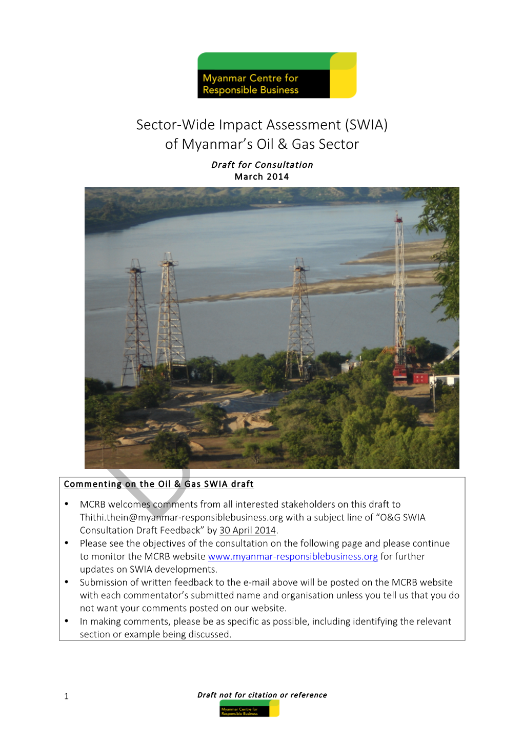 Wide Impact Assessment (SWIA) of Myanmar's Oil & Gas Sector