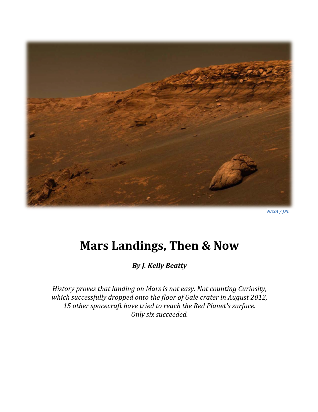 Mars Landings, Then &