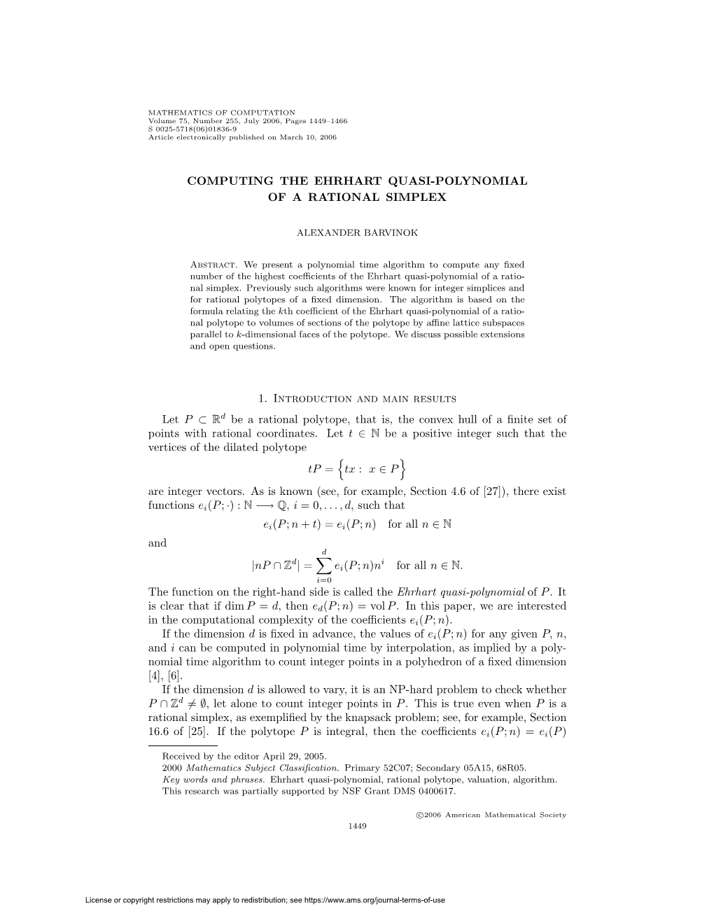 Computing the Ehrhart Quasi-Polynomial of a Rational Simplex