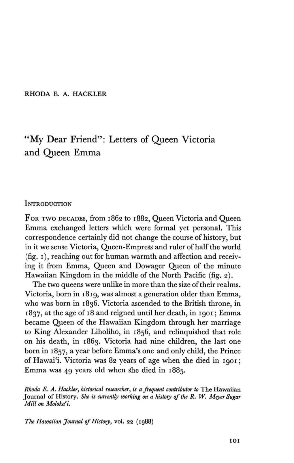 Letters of Queen Victoria and Queen Emma