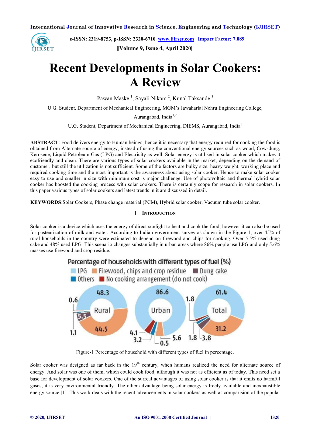 Recent Developments in Solar Cookers: a Review