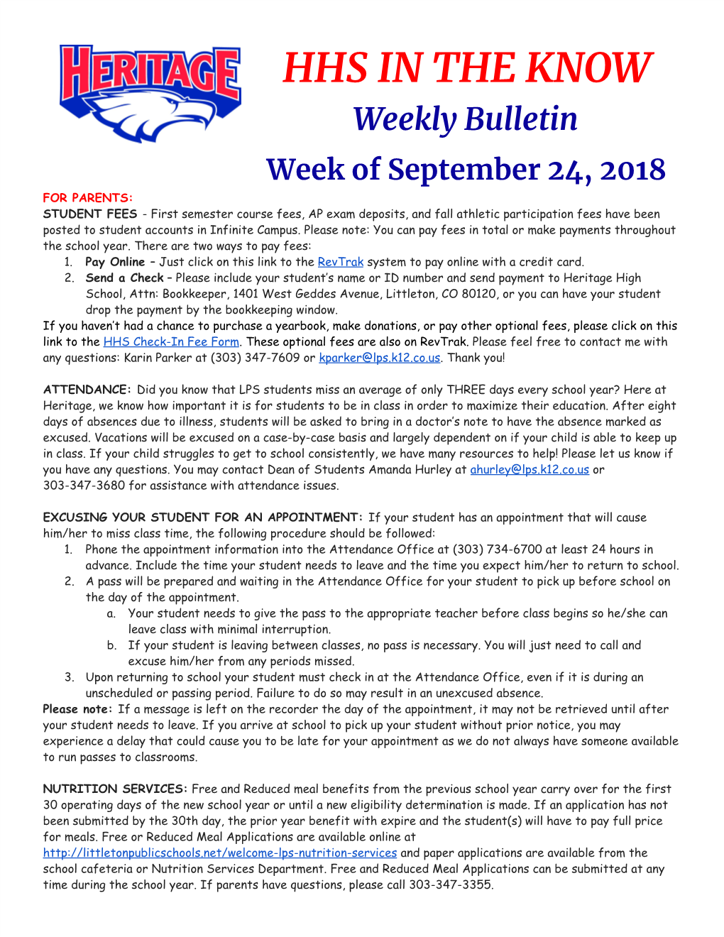 HHS in the KNOW Weekly Bulletin