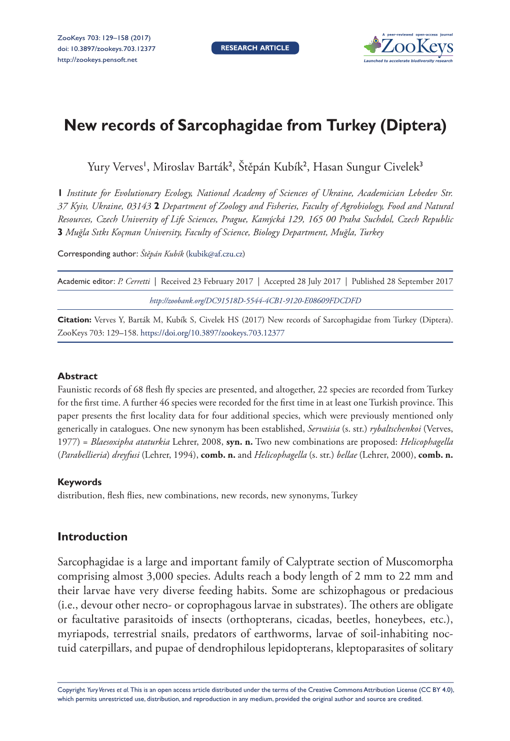 New Records of Sarcophagidae from Turkey (Diptera)