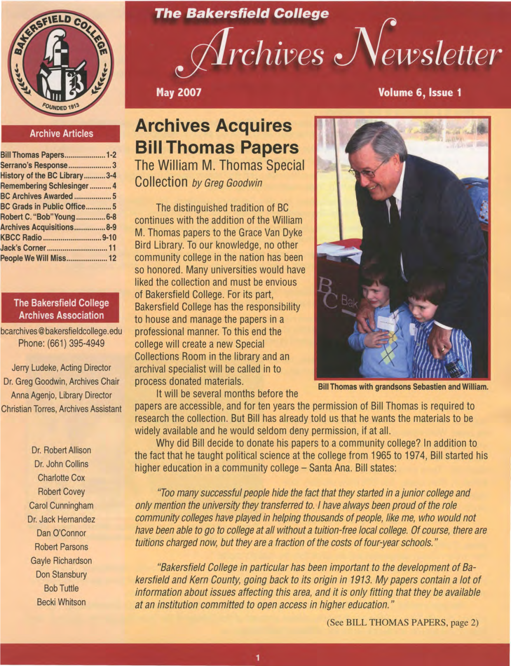 Archives Acquires Bill Thomas Papers
