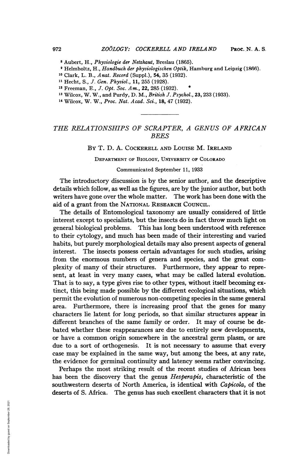 THE RELATIONSHIPS of SCRAPTER, a GENUS of AFRICAN BEES by T