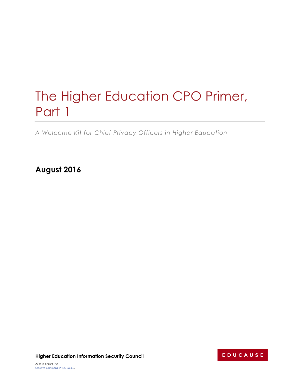 The Higher Education CPO Primer, Part 1
