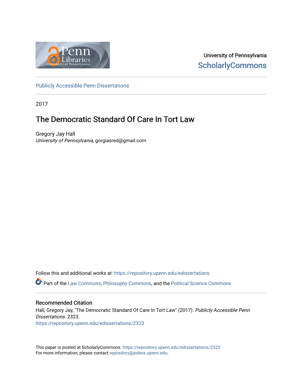 The Democratic Standard of Care in Tort Law