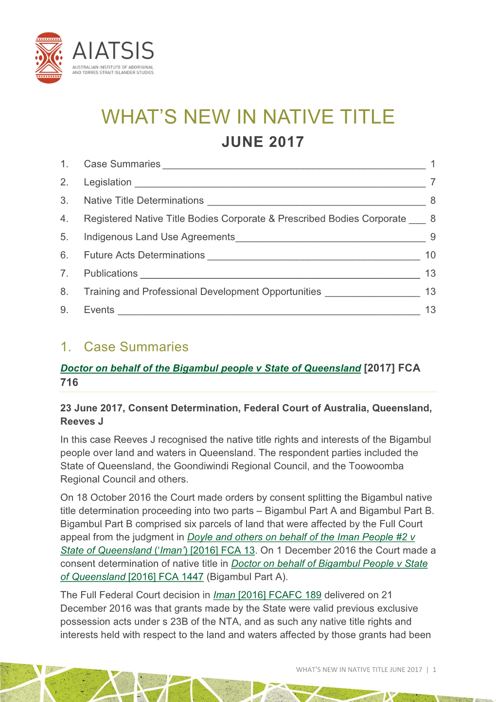 What's New in Native Title
