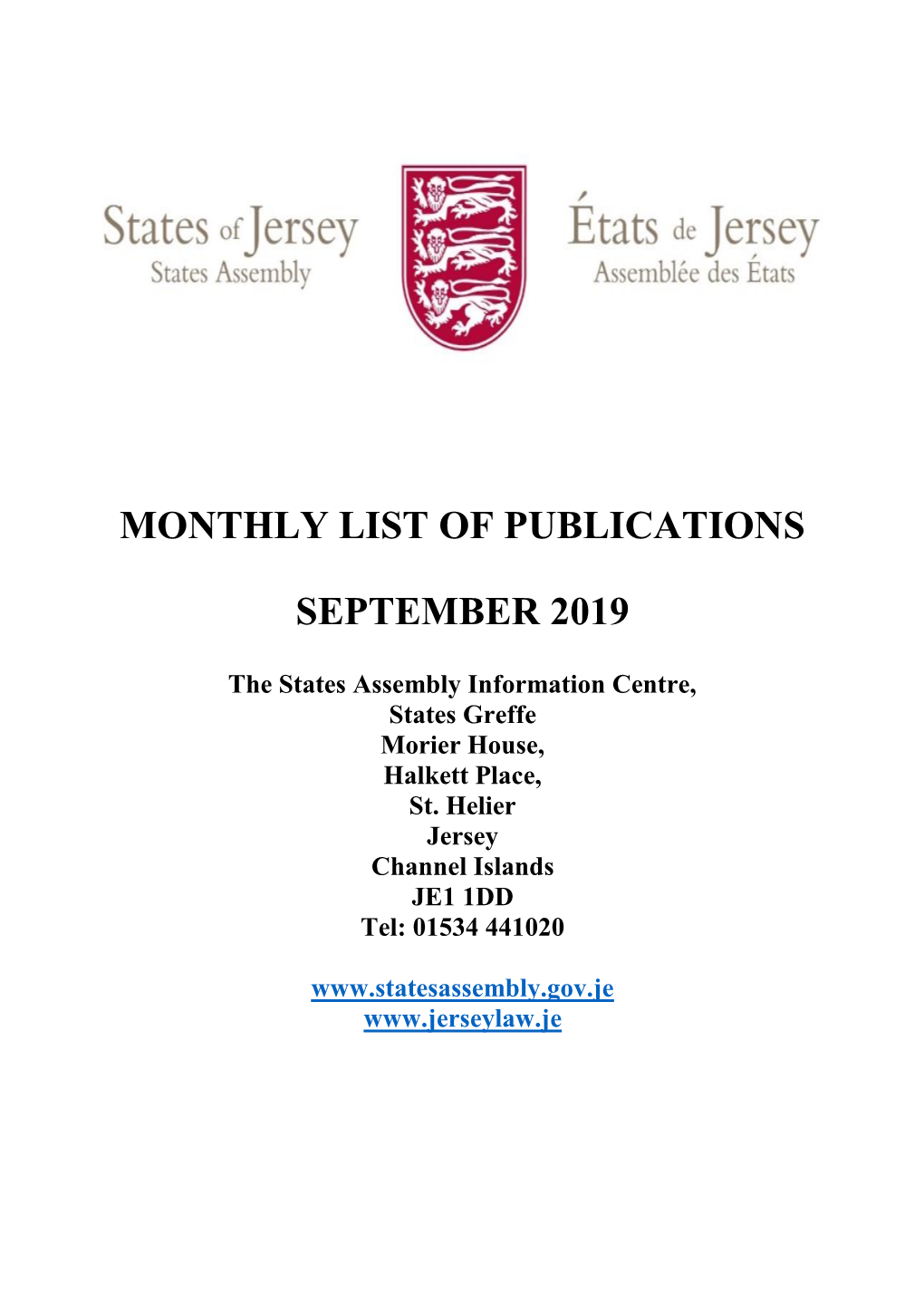 Monthly List of Publications September 2019