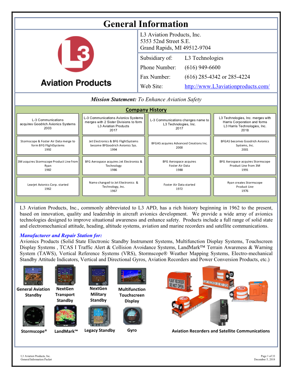 General Information L3 Aviation Products, Inc
