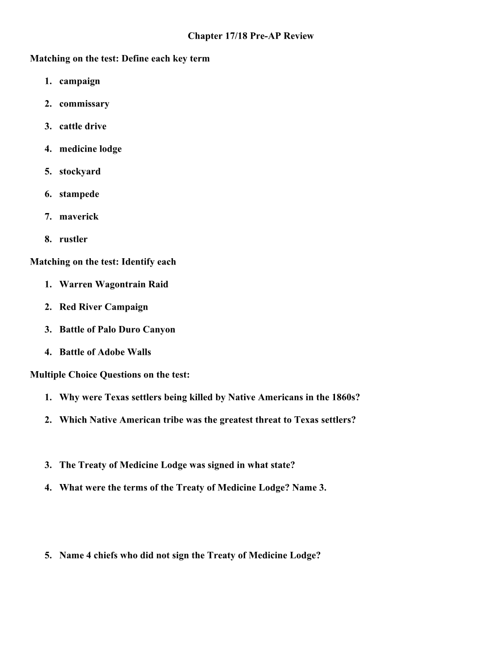 Matching on the Test: Define Each Key Term