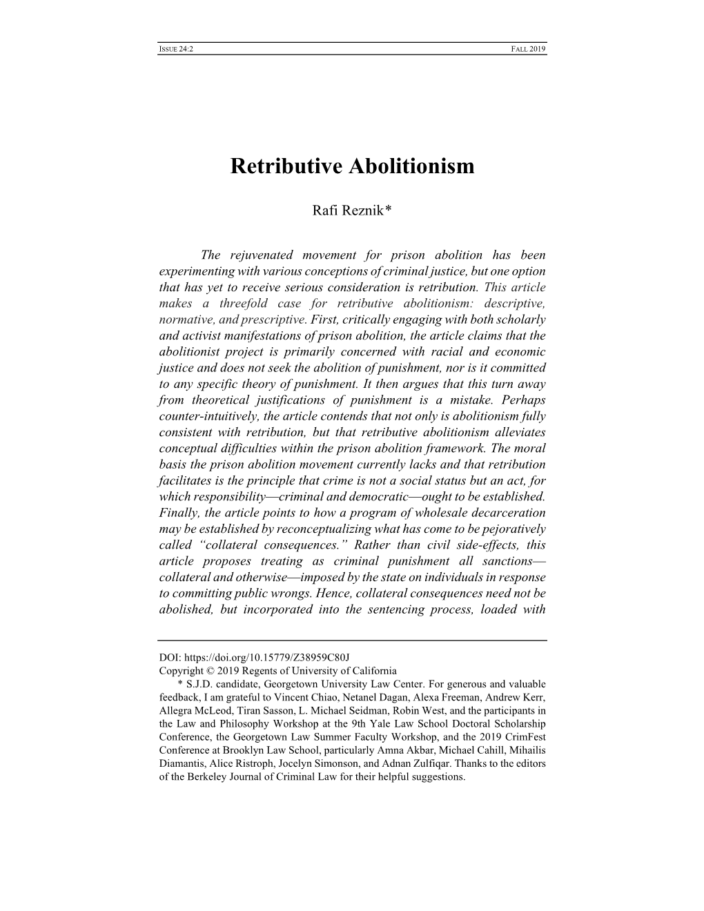 Retributive Abolitionism