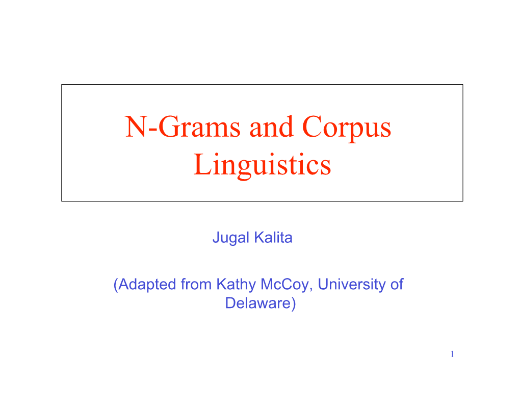 N-Grams and Corpus Linguistics