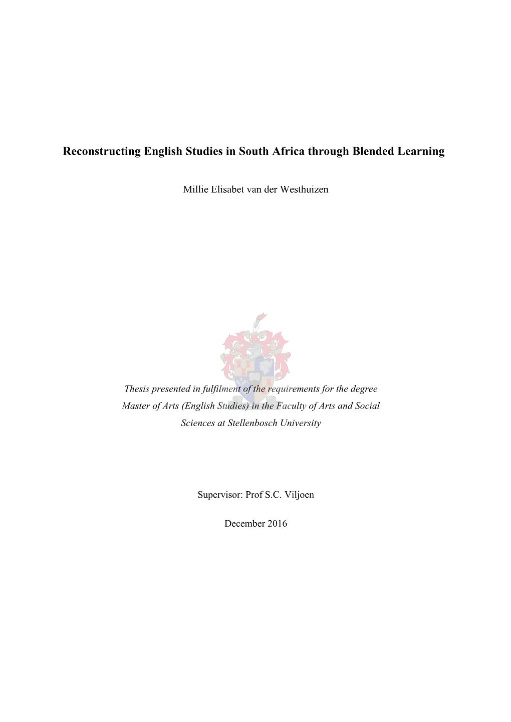 Reconstructing English Studies in South Africa Through Blended Learning