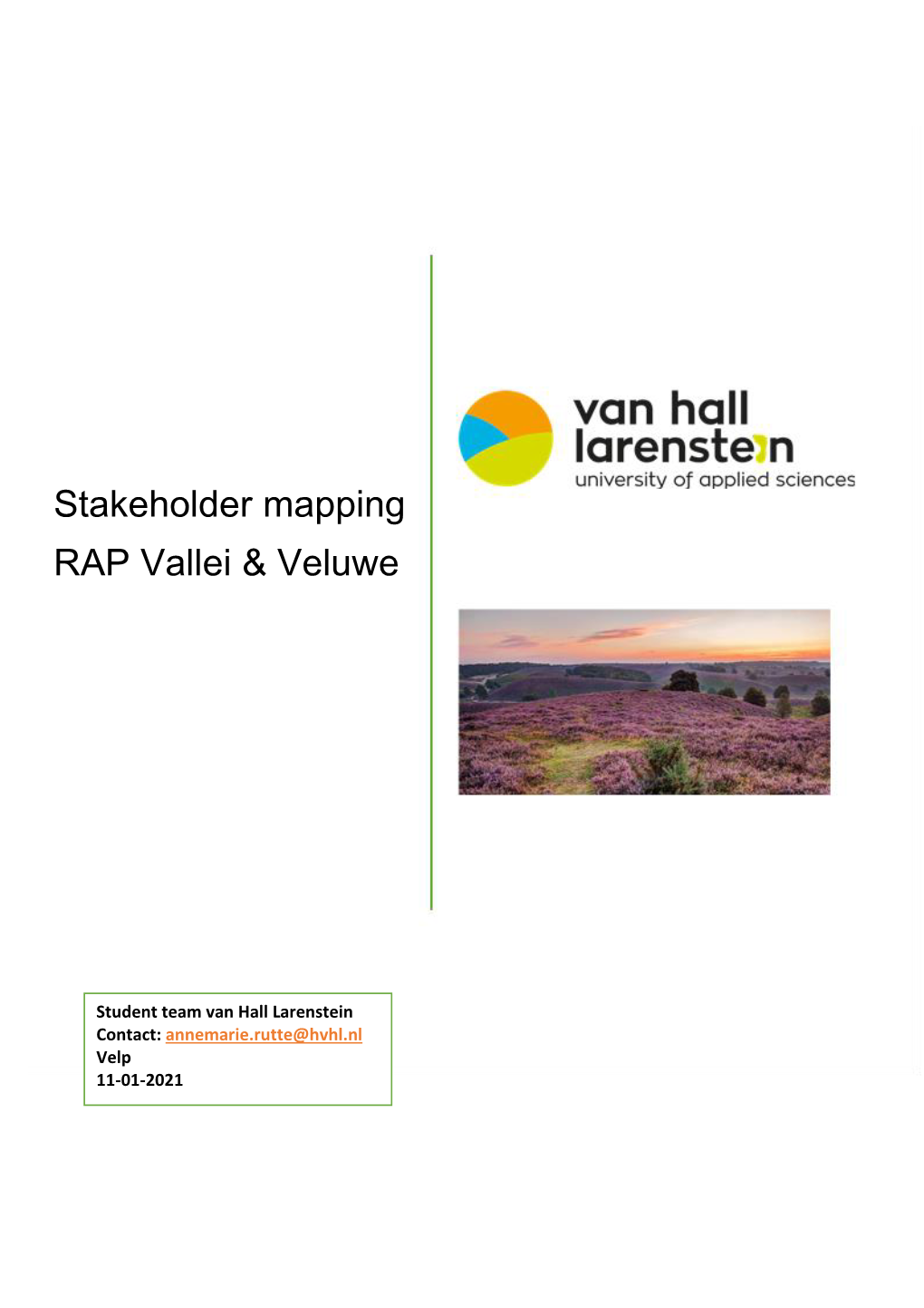 Stakeholder Mapping RAP Vallei & Veluwe