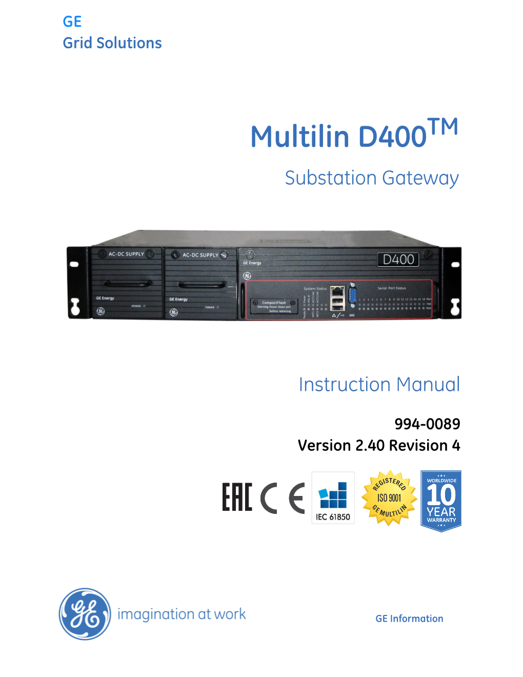 994-0089 D400 Substation Gateway Instruction Manual