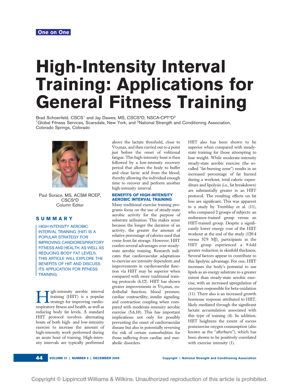 High-Intensity Interval Training: Applications for General Fitness Training