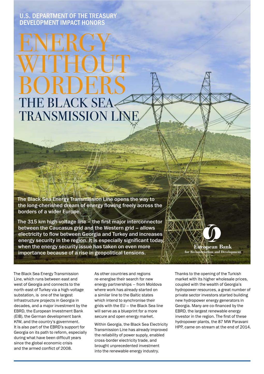 Energy Without Borders the Black Sea Transmission Line