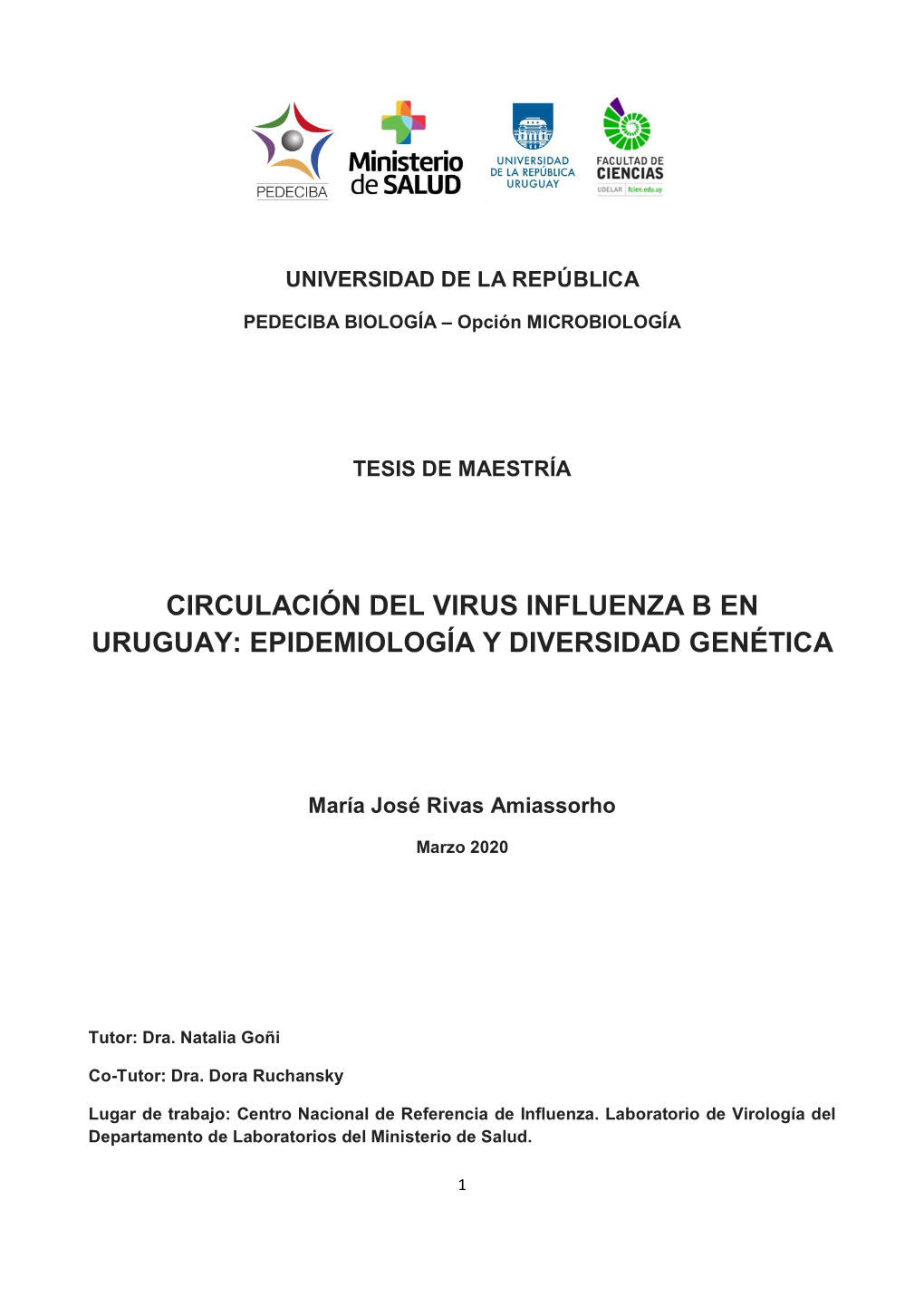 Circulación Del Virus Influenza B En Uruguay: Epidemiología Y Diversidad Genética