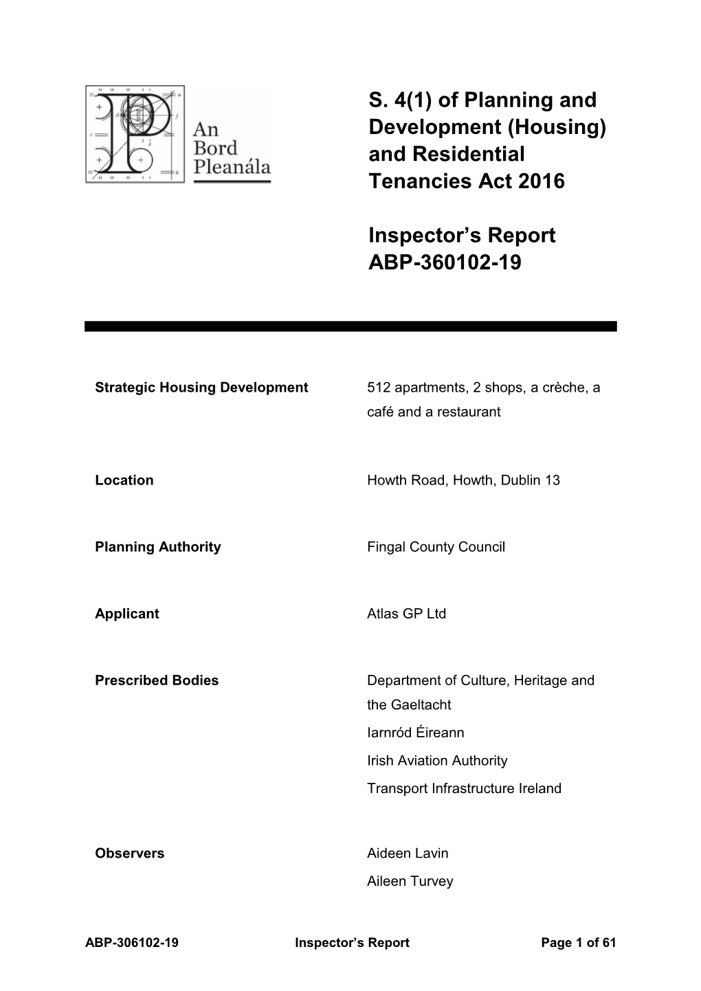 And Residential Tenancies Act 2016 Inspector's Report ABP-360102-19