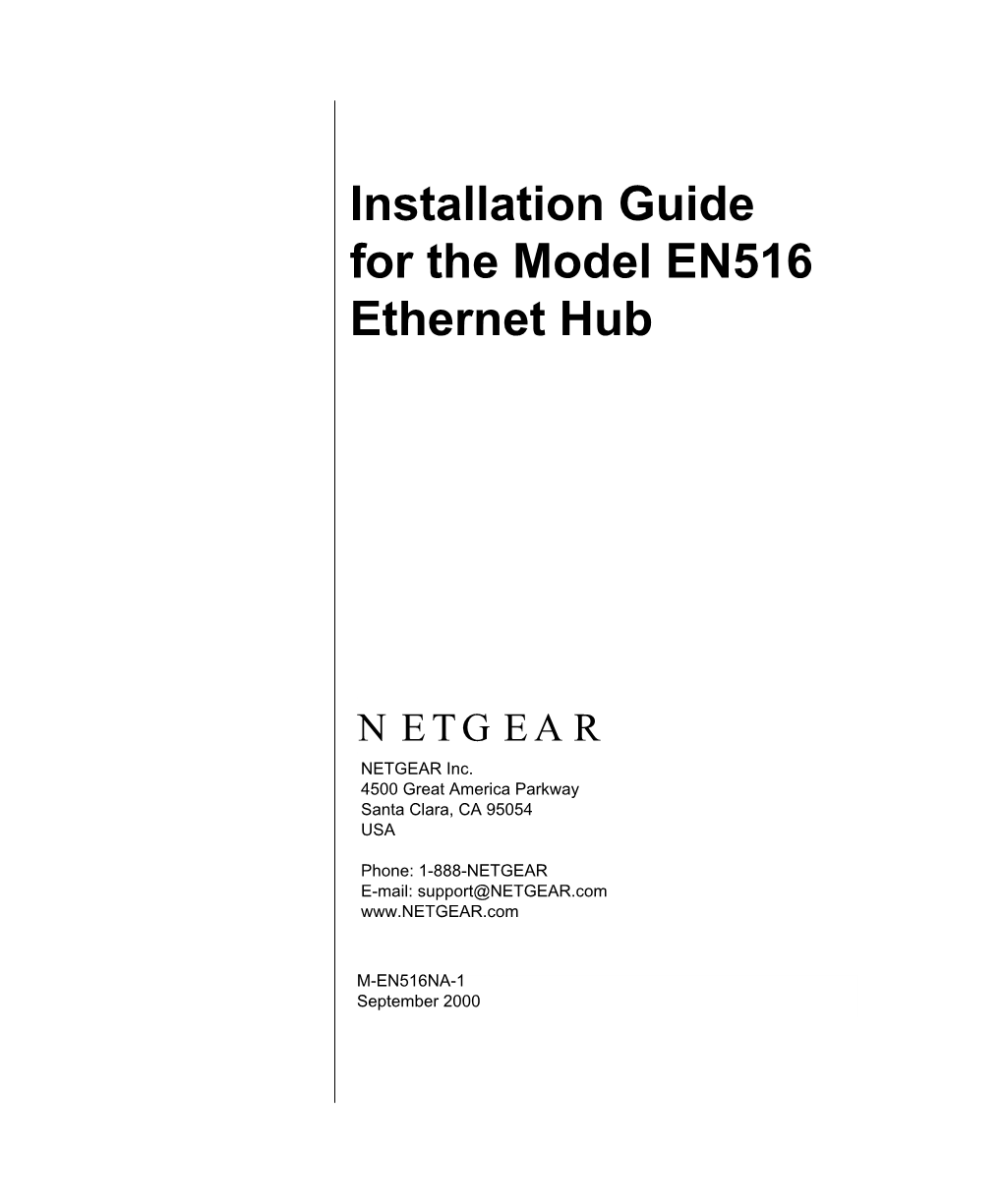 Installation Guide for the Model EN516 Ethernet Hub