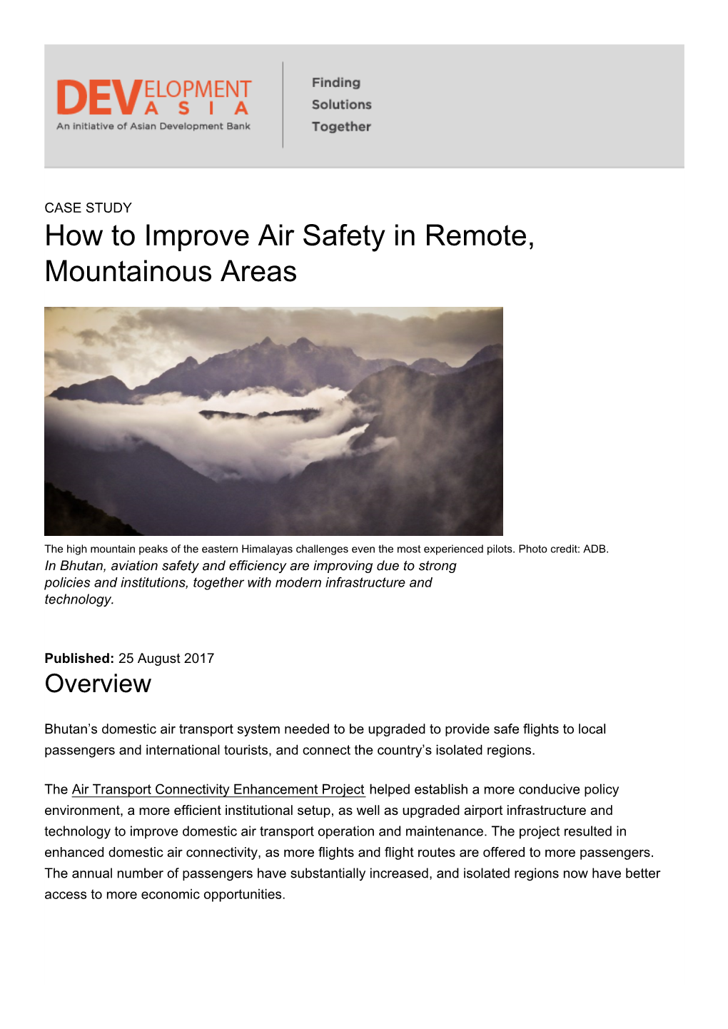 How to Improve Air Safety in Remote, Mountainous Areas