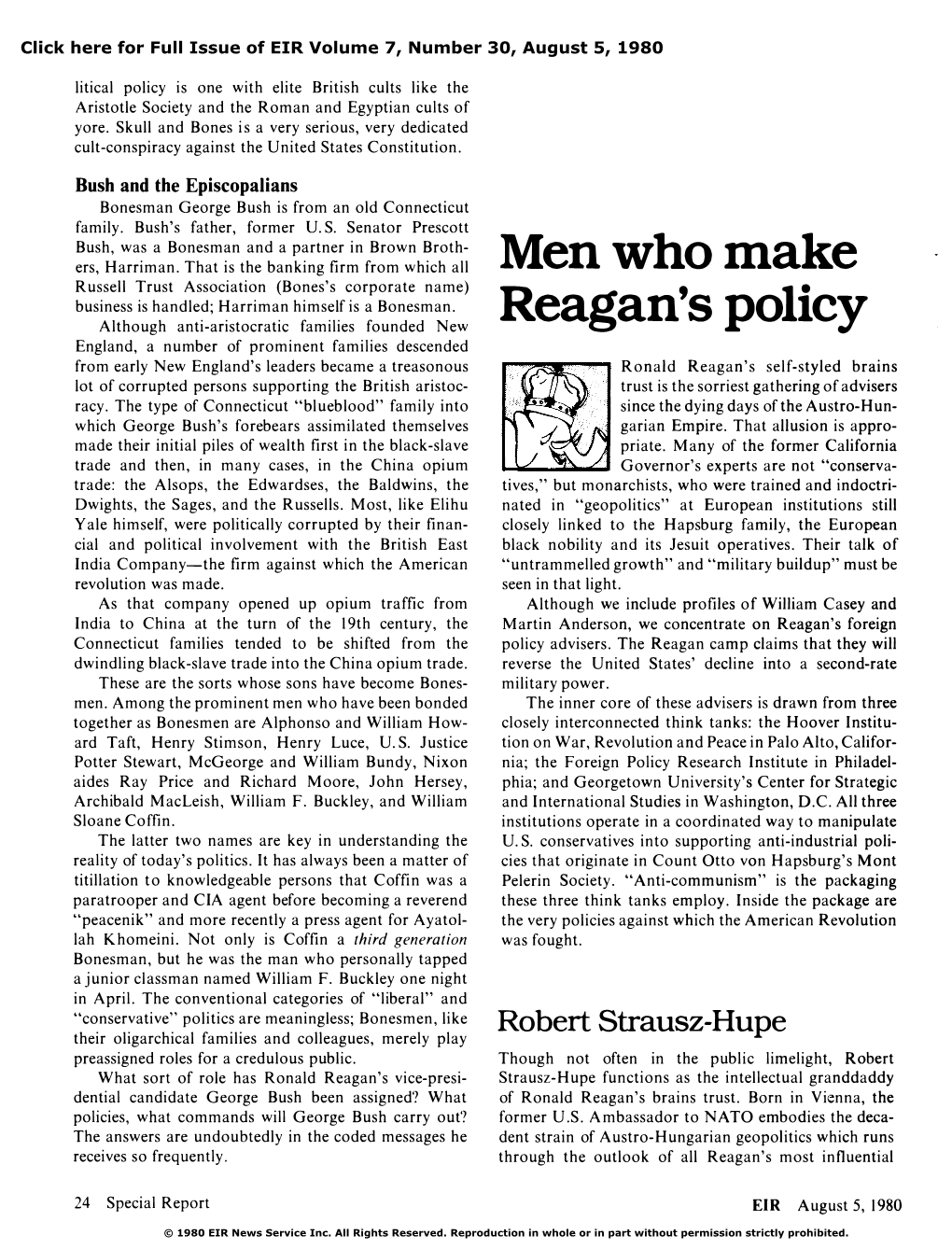Men Who Make Reagan's Policy