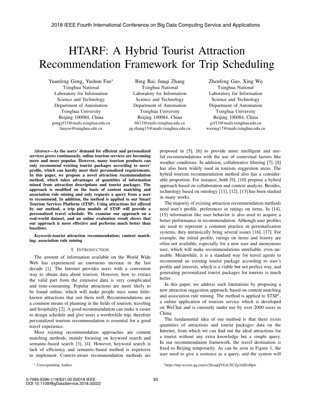 A Hybrid Tourist Attraction Recommendation Framework for Trip Scheduling