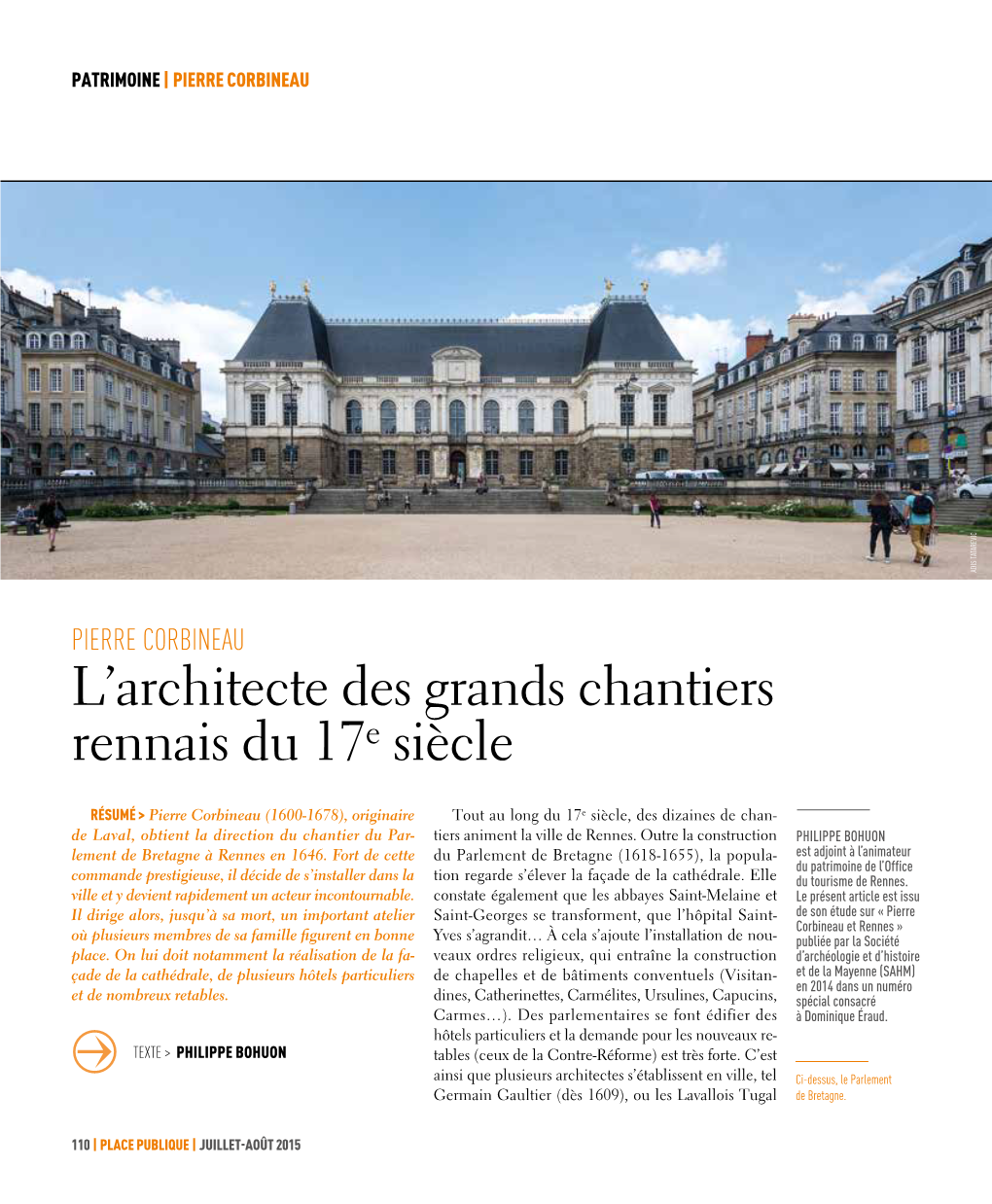 L'architecte Des Grands Chantiers Rennais Du 17E Siècle