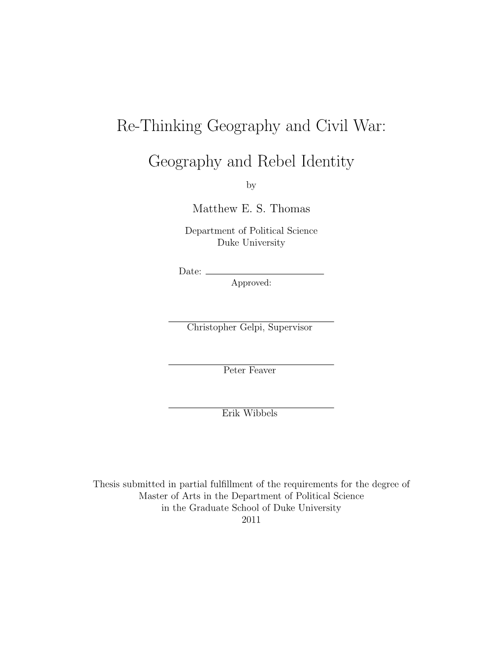 Re-Thinking Geography and Civil War