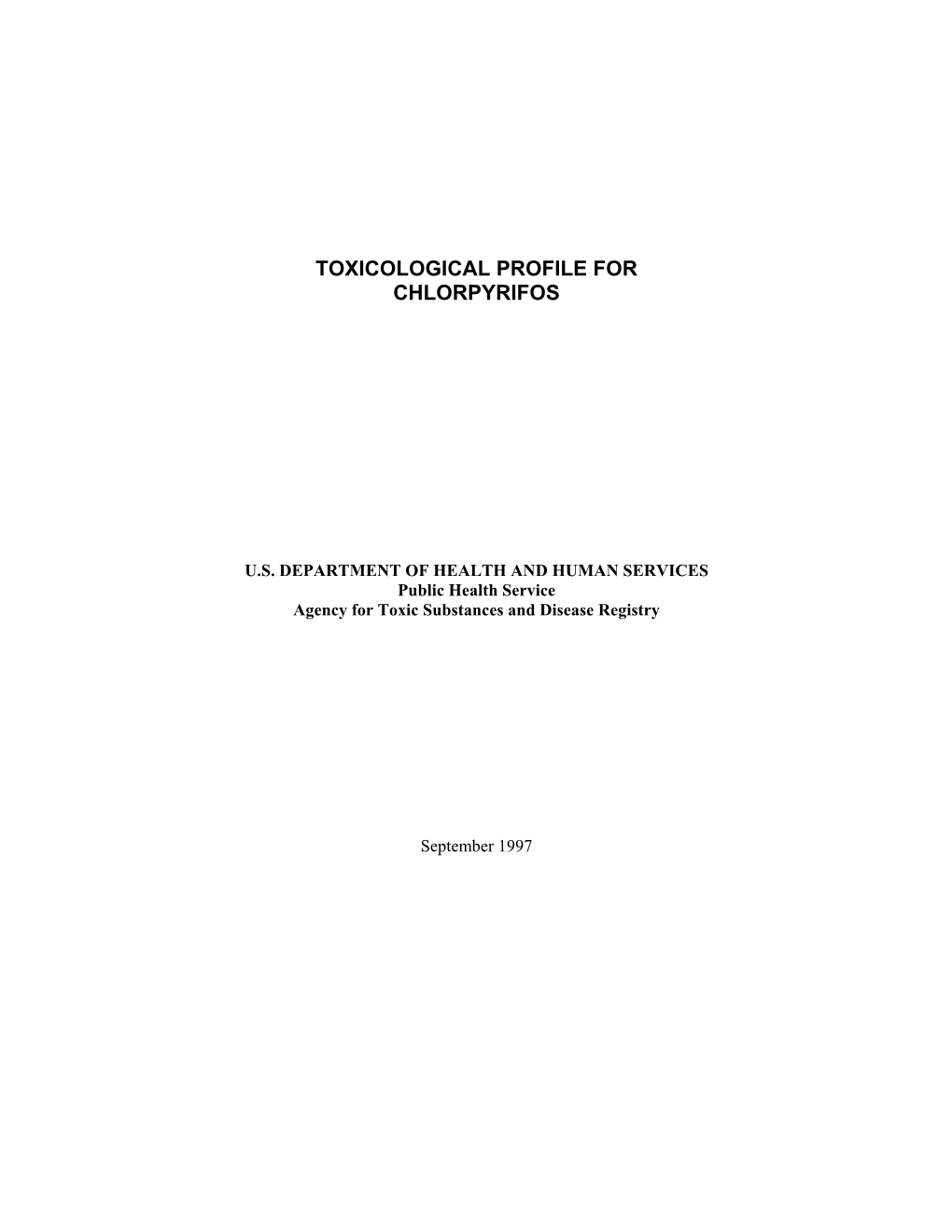 Toxicological Profile for Chlorpyrifos