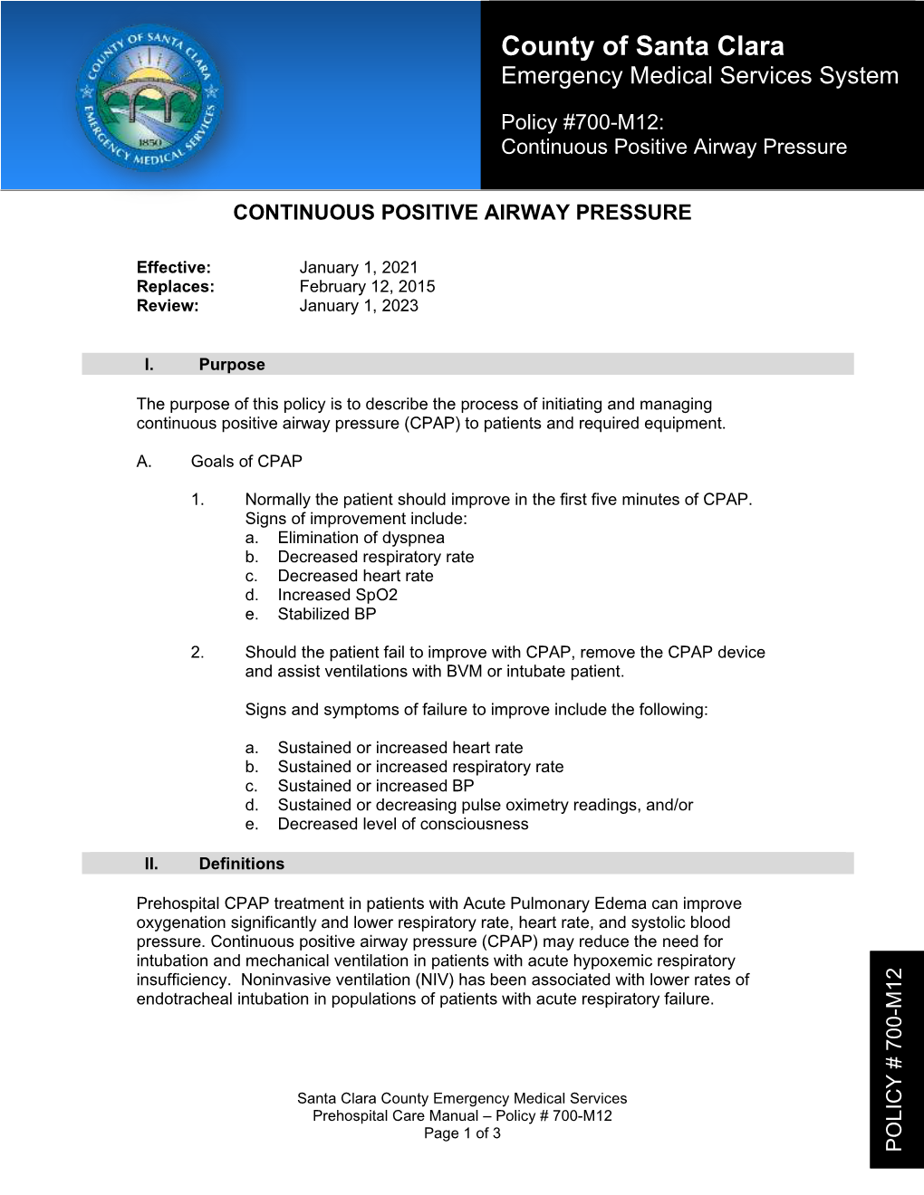 700-M12: Continuous Positive Airway Pressure