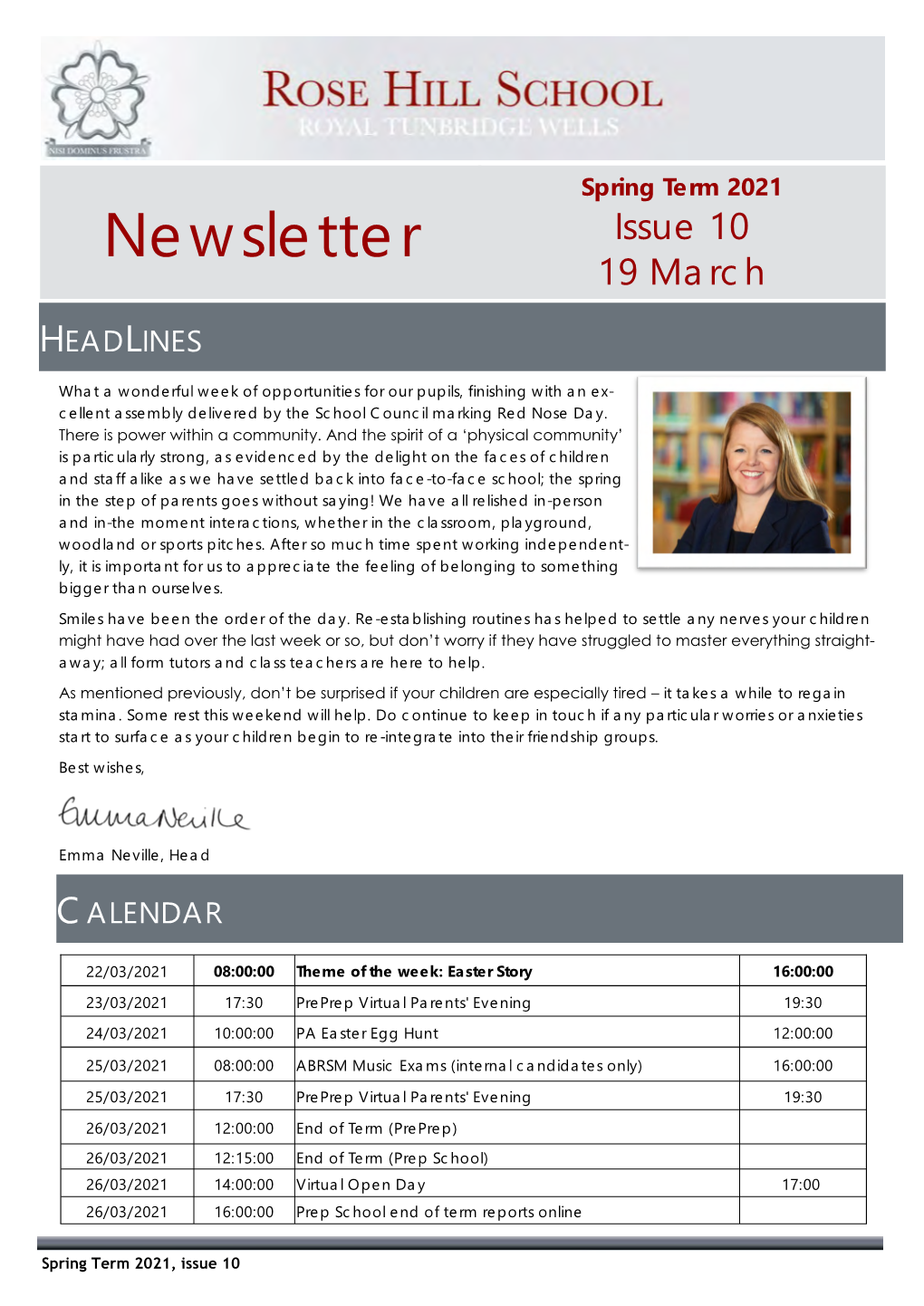 Newsletter Issue 10 19 March