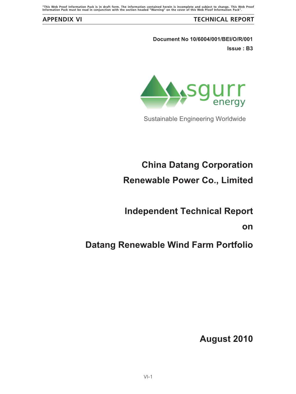 China Datang Corporation Renewable Power Co., Limited