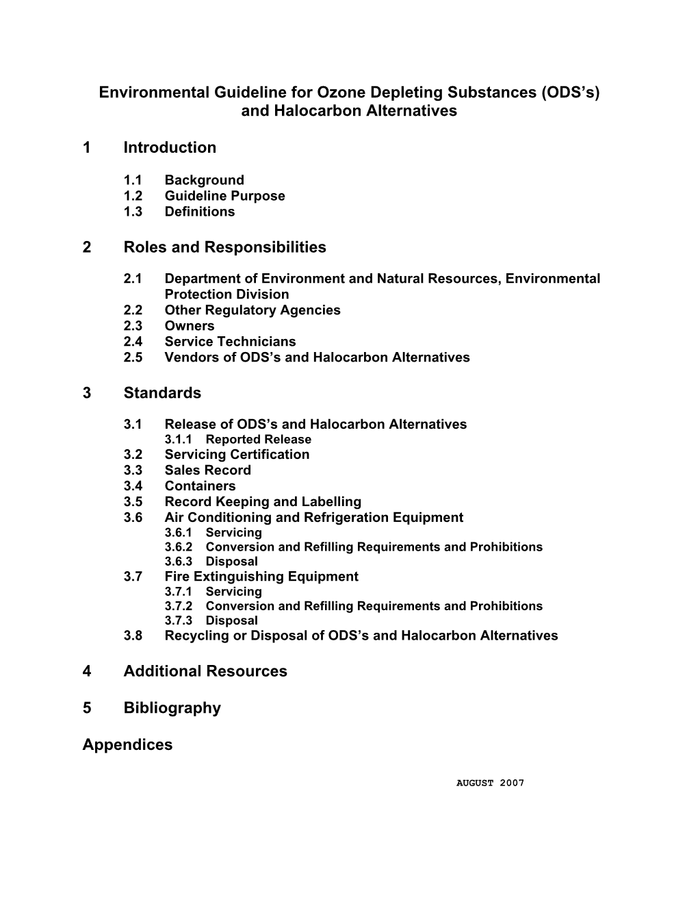 Environmental Guideline for Ozone Depleting Substances (ODS's)