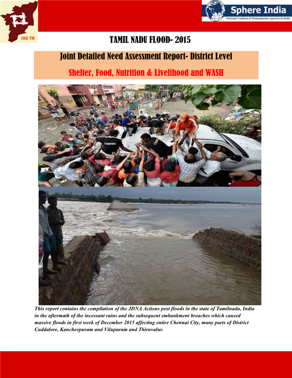 TAMIL NADU FLOOD- 2015 Joint Detailed Need Assessment Report- District Level